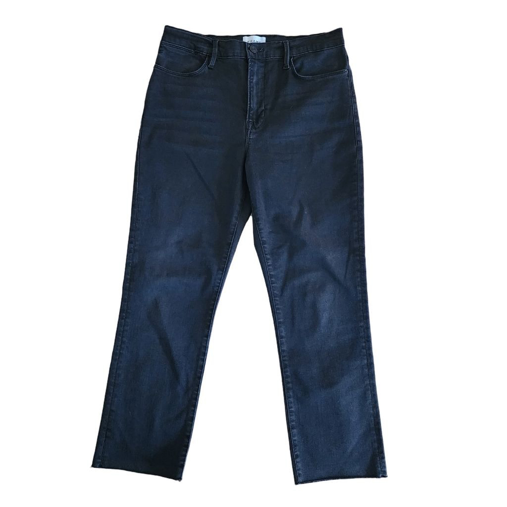FRAME Black Le High Straight Jeans Raw Hem #83 Size 31 - Picture 3 of 7